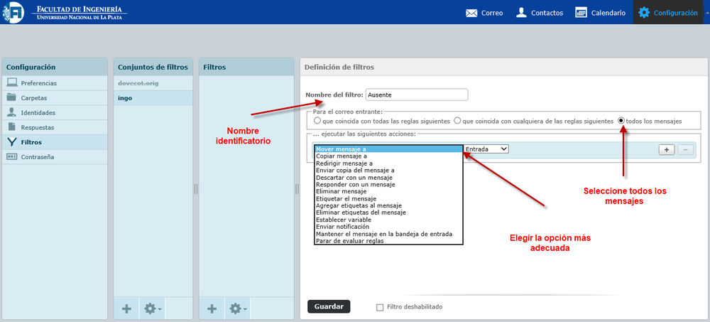 Filtros nuevo webmail 4